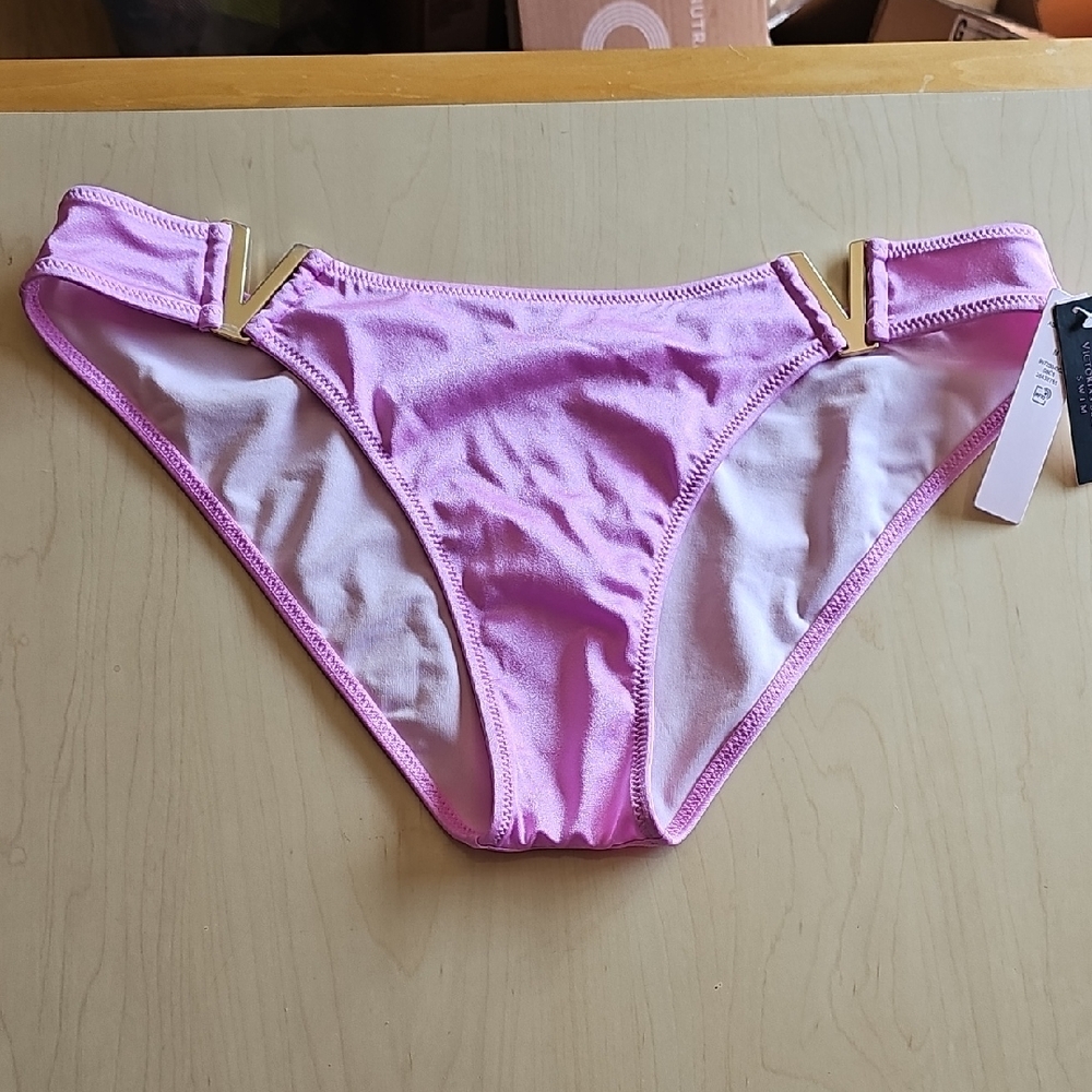 NWT Victoria's Secret Swim Lilac W/Gold V Hardware Bikini Bottom